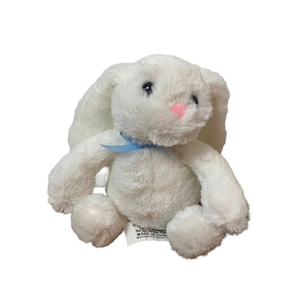 MGS Group White Bunny Rabbit Plush Stuffed Animal 6-7" 2016 Blue Ribbon Soft Toy